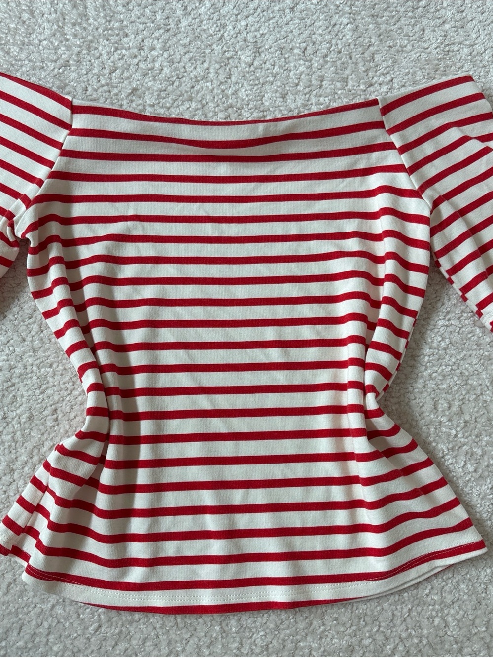 H&M Red & Beige Striped Boatneck Tunic